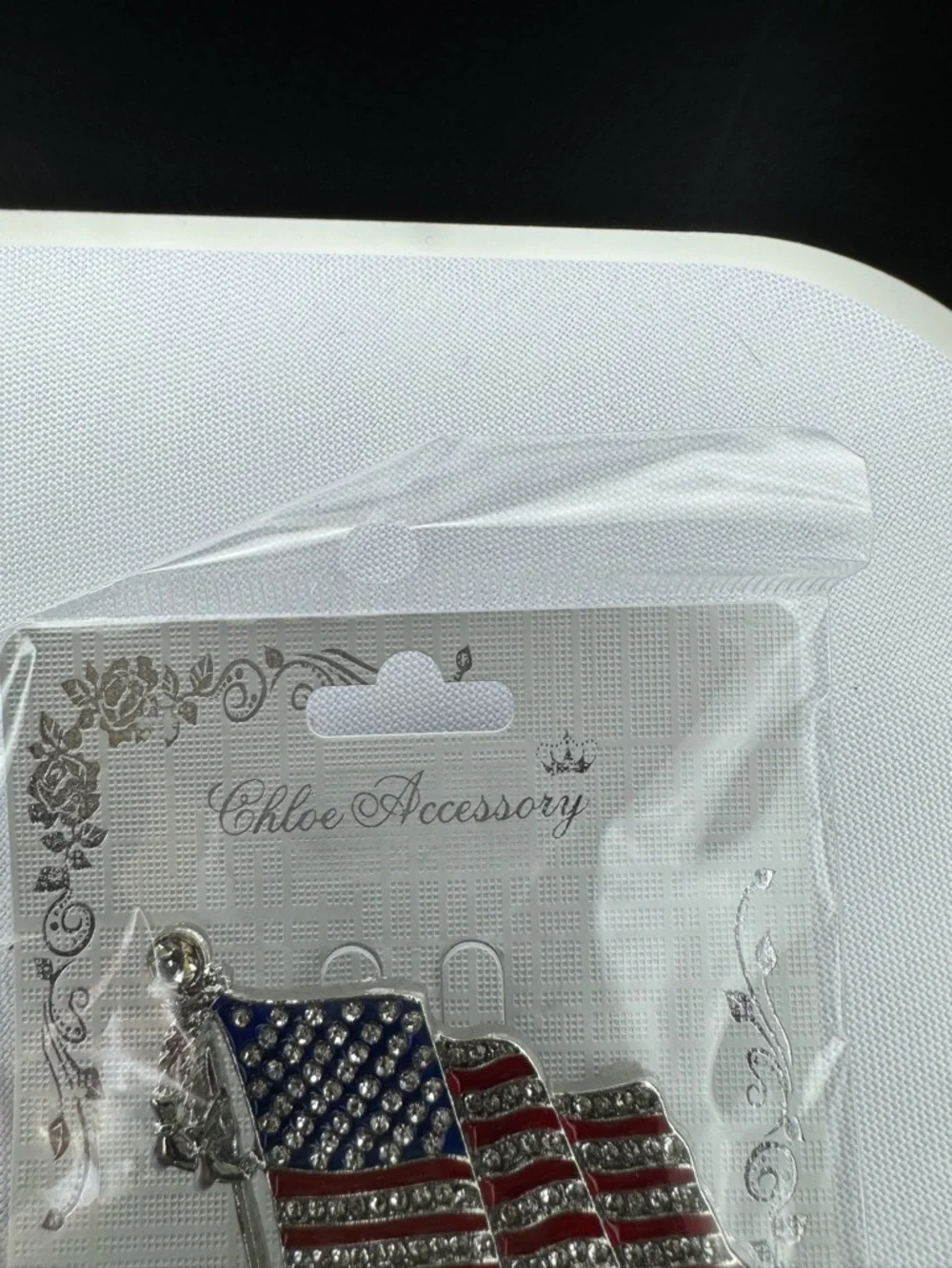 ⭐ American Flag Rhinestone Brooch Pin USA Patriotic Silver Tone New